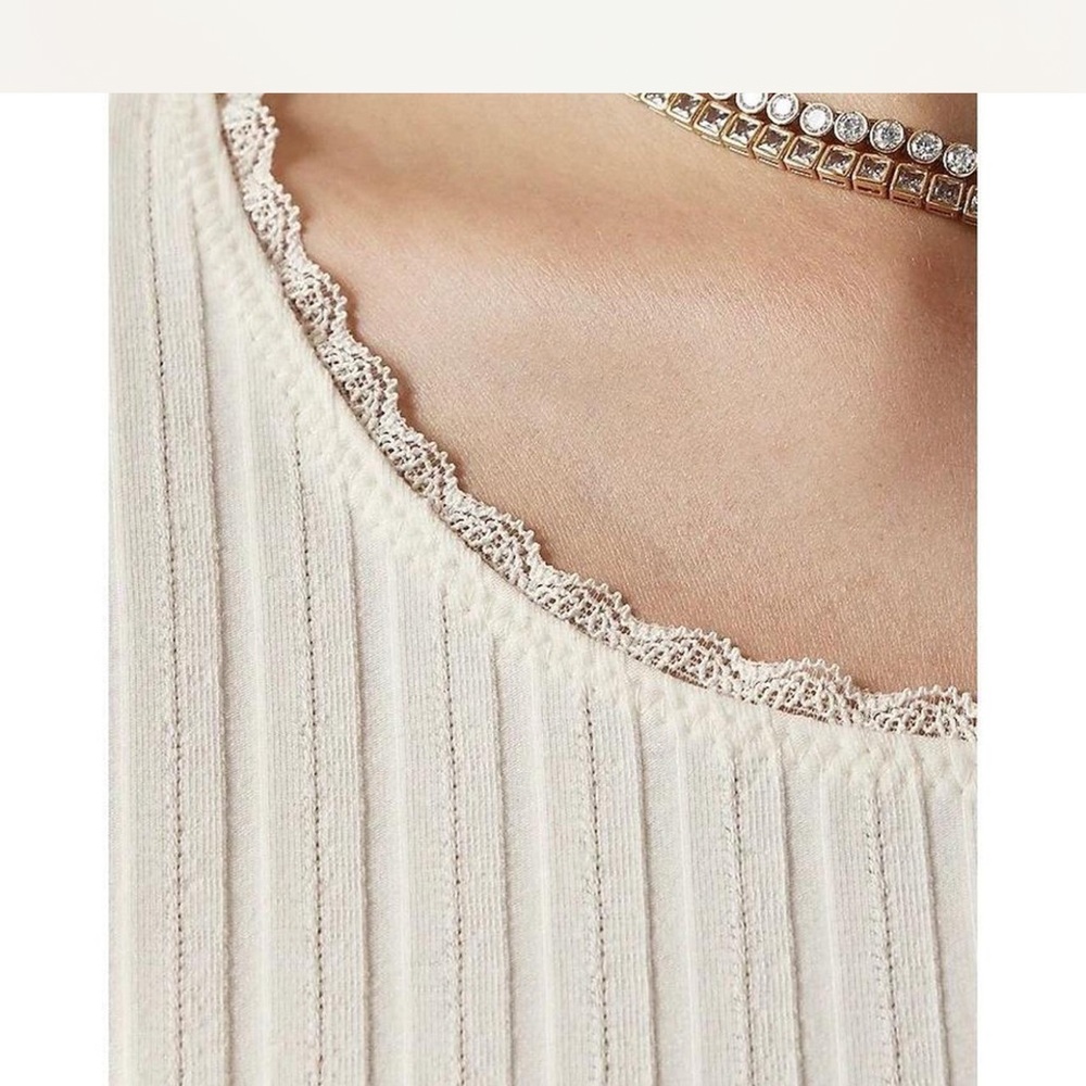 J. Crew Women's White Pointelle Ribbed Top - Picture 2 of 6